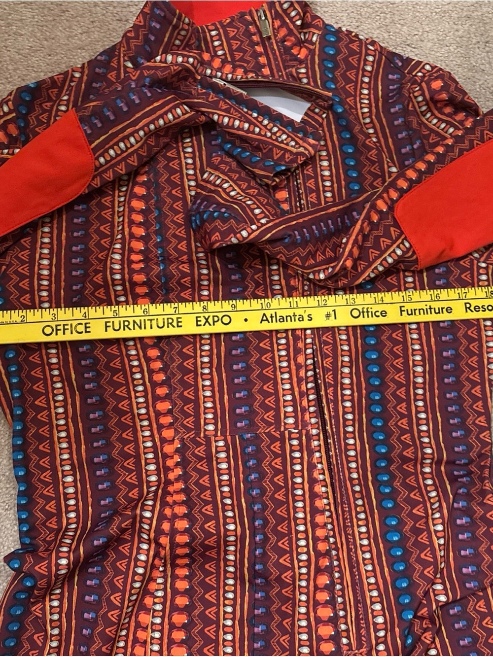 Sassy Jones Orange Geometric Striped High-Neck With wide Leg Jumpsuit - Picture 11 of 15